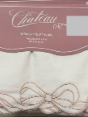 Chateau Velvet Cream Valance with Pink Ribbon Trim